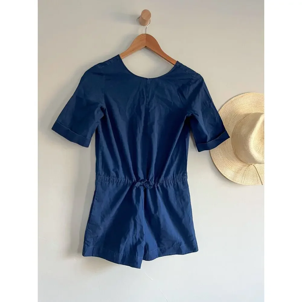 COS | Navy Drawstring Shorts Romper | US Sz 2 - Picture 2 of 13